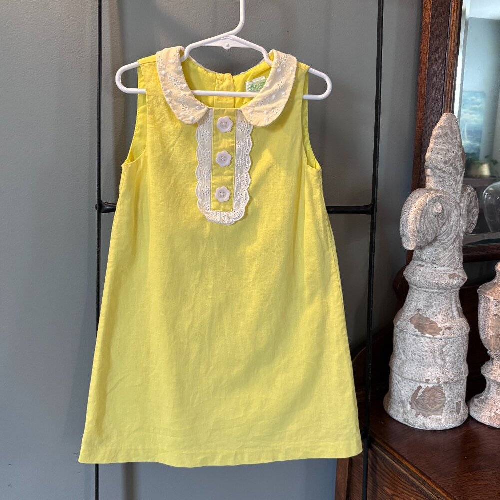 Vintage Polly Flinders Yellow Sleeveless Mod Girl's Dress - Picture 1 of 7